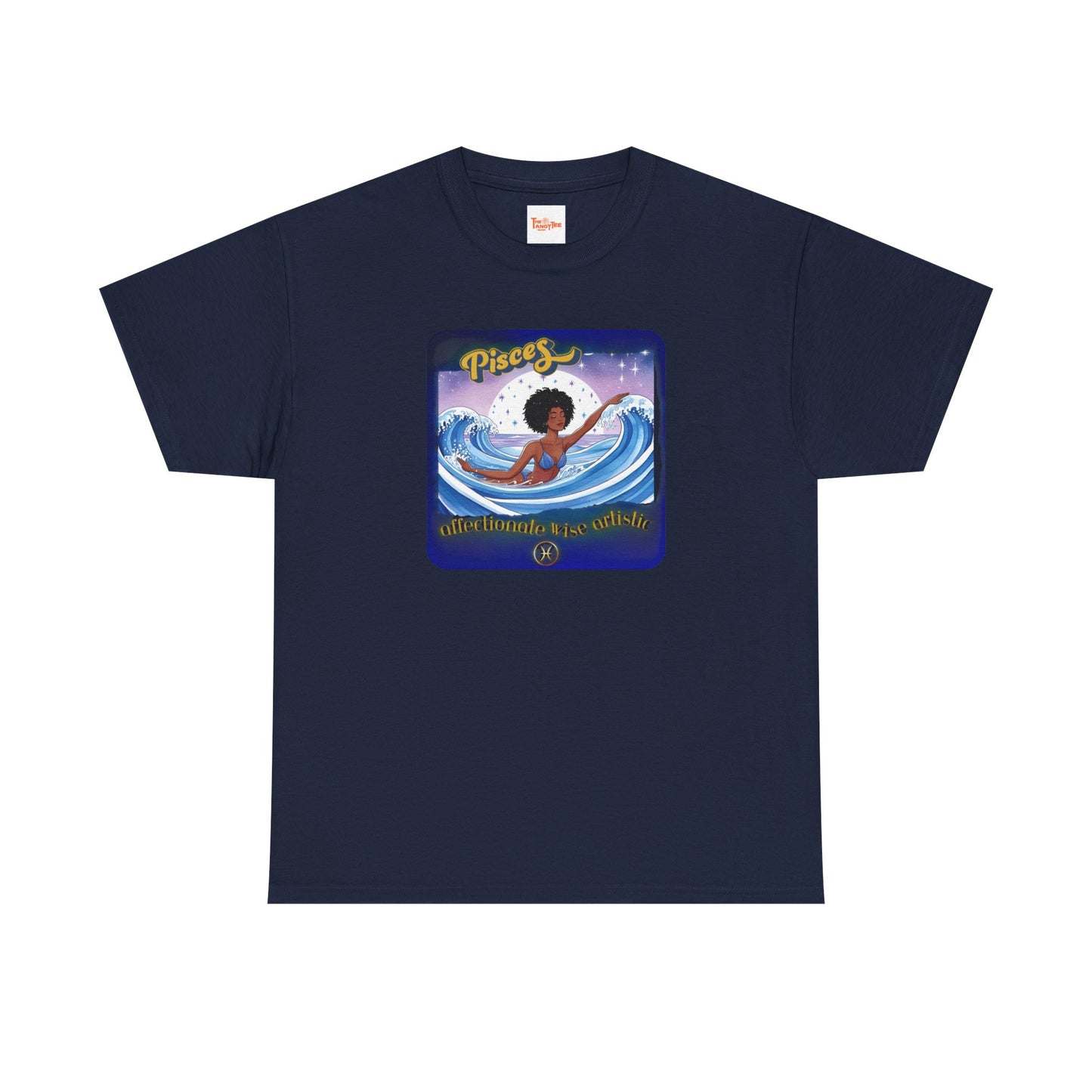 Pisces Zodiac Tee — African American Woman Swimming Graphic with Pisces Traits