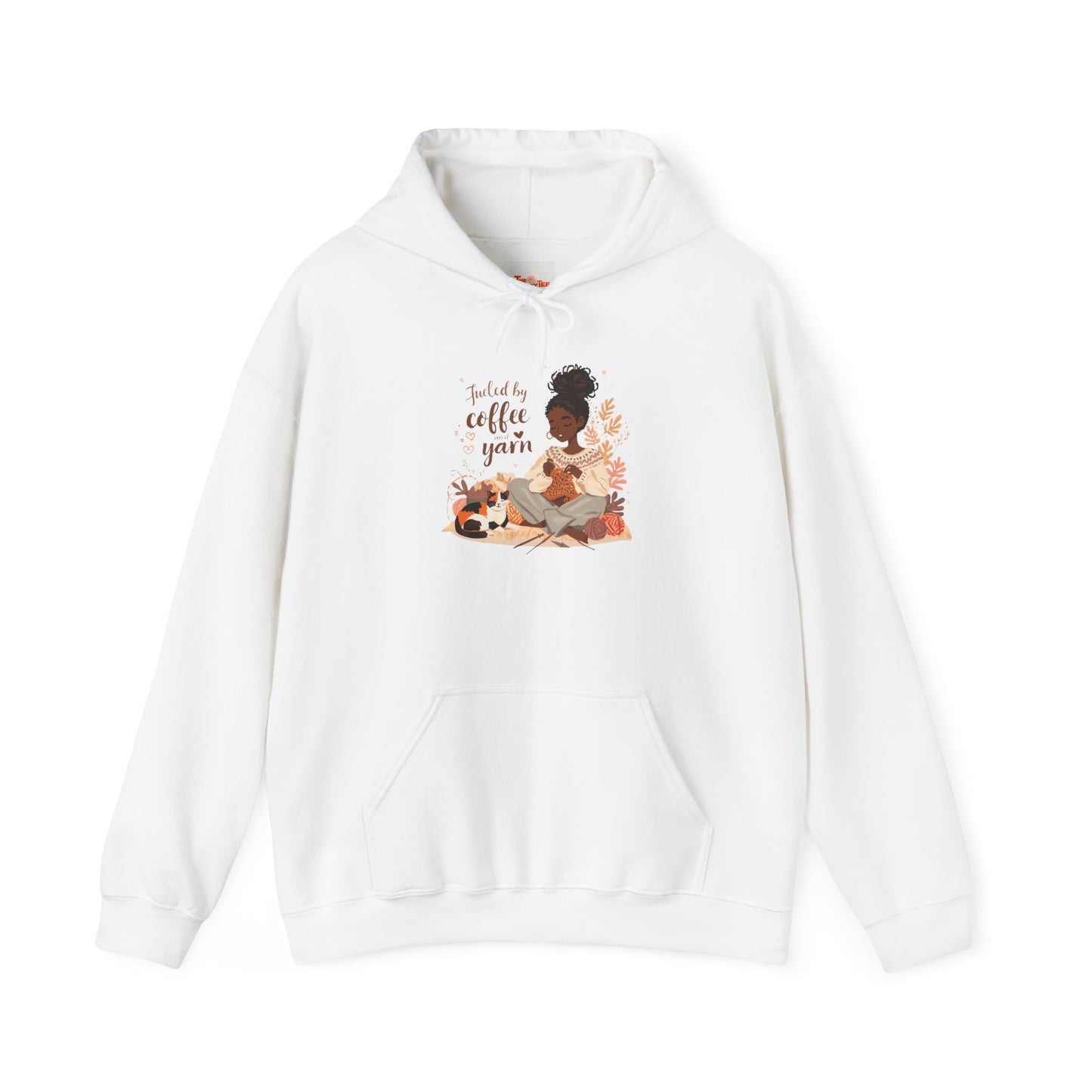 Fueled by Coffee and Yarn Hoodie — African American Knitter Graphic