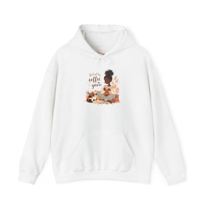Fueled by Coffee and Yarn Hoodie — African American Knitter Graphic