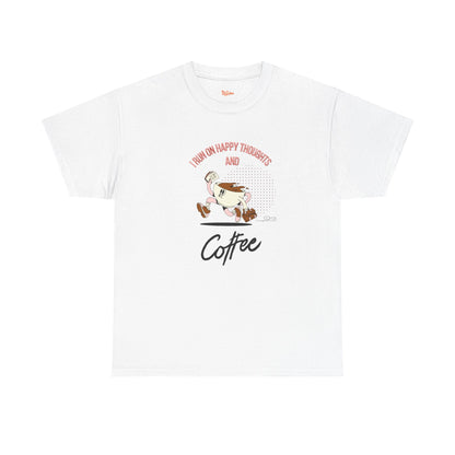 Coffee Lover Tee - Happy Thoughts and Coffee Unisex Heavy Cotton Tee