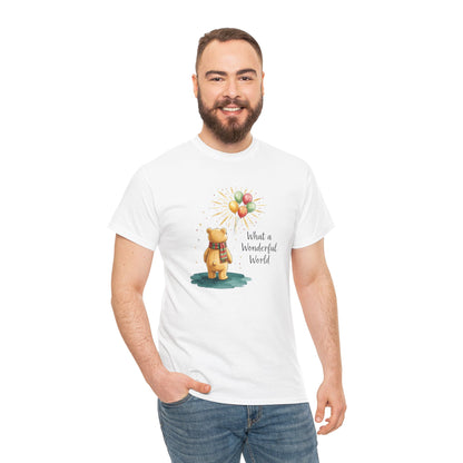 What a Wonderful World Teddy Bear T-Shirt — Balloon Sun Graphic