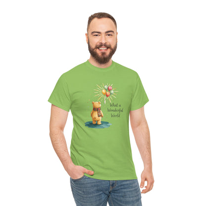 What a Wonderful World Teddy Bear T-Shirt — Balloon Sun Graphic