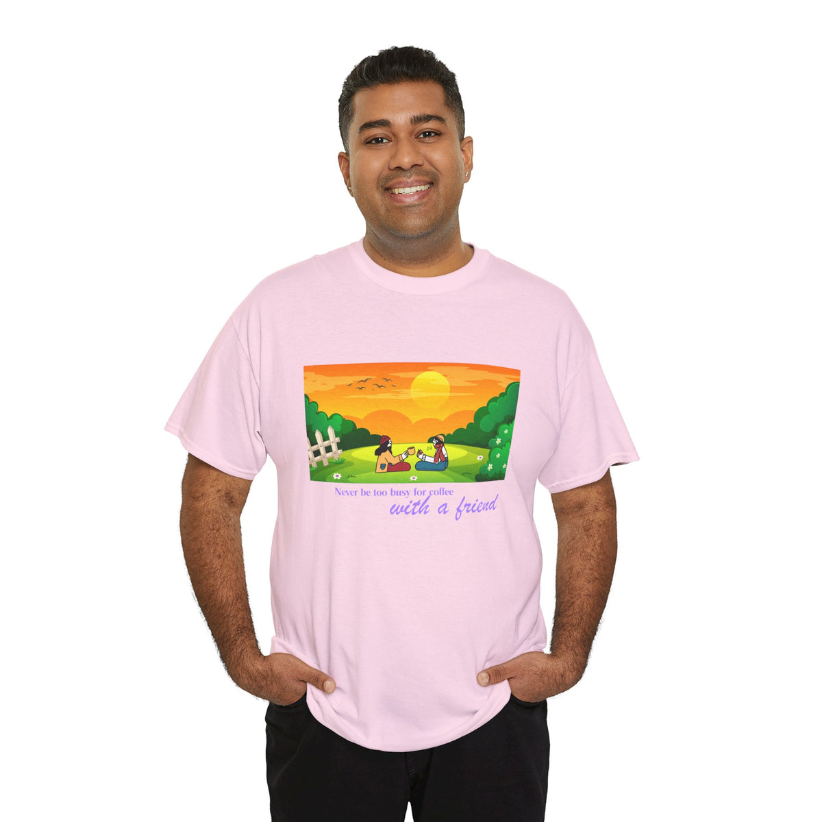 Coffee with a Friend Tee — 'Never Be Too Busy for Coffee' Sunset Park Graphic