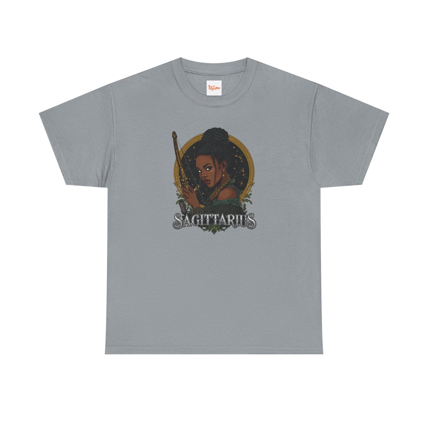 Sagittarius Art Nouveau Tee — African American Archer Zodiac Graphic