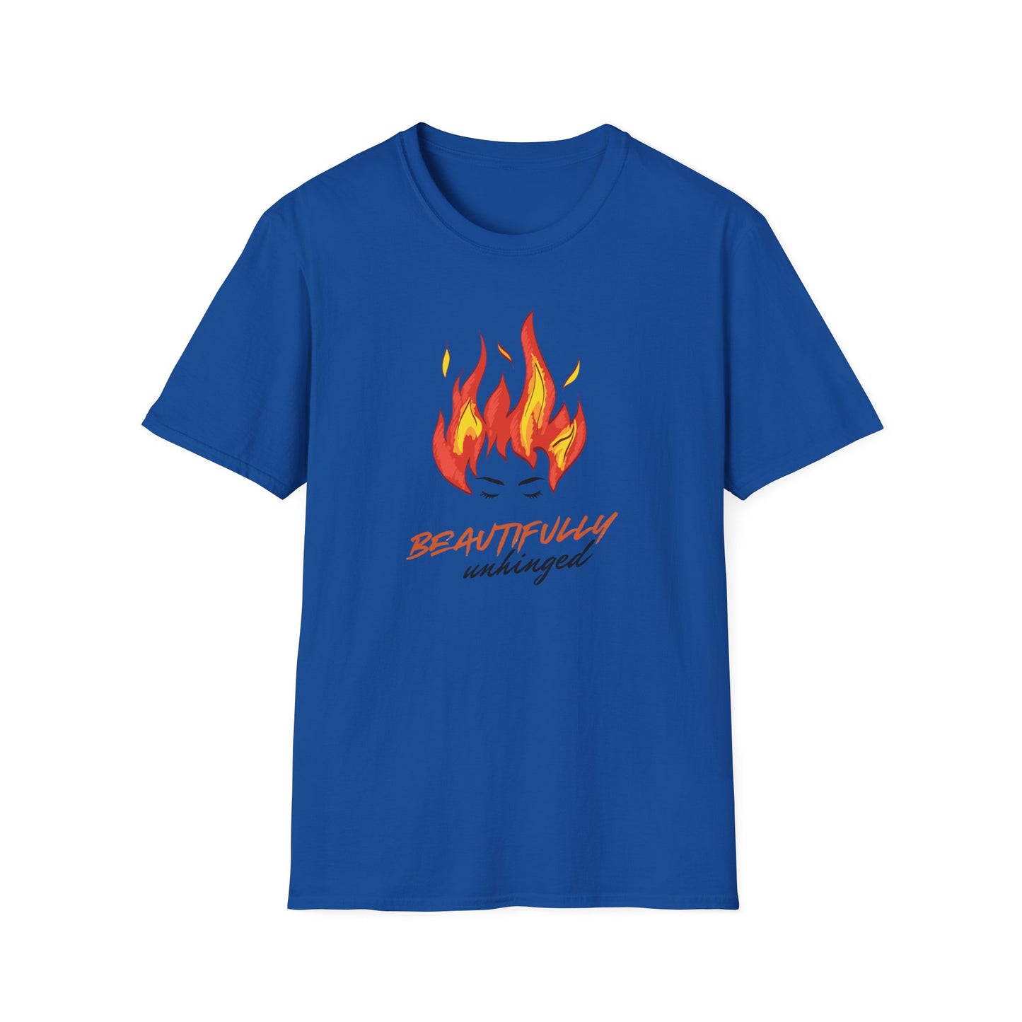 Beautifully Unhinged Fire Hair Tee — Woman’s Face Graphic T-Shirt