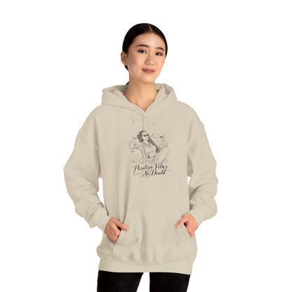 Positive Vibes No Doubt Sweatshirt - African American Woman Relaxing with Wine & Flowers