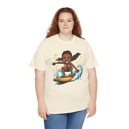 Surf Girl T-Shirt — Cute Cartoon Female Surfer Graphic Tee