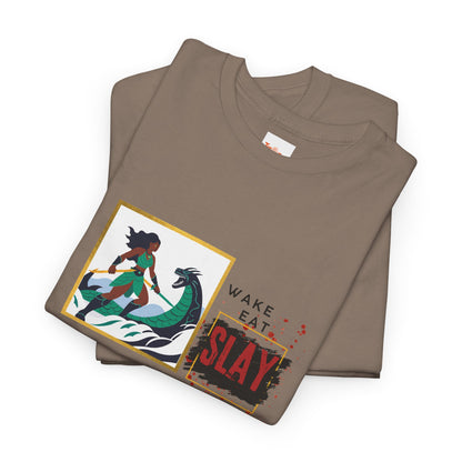Wake Eat Slay Repeat Unisex Tee - Black Woman Sea Monster Graphic
