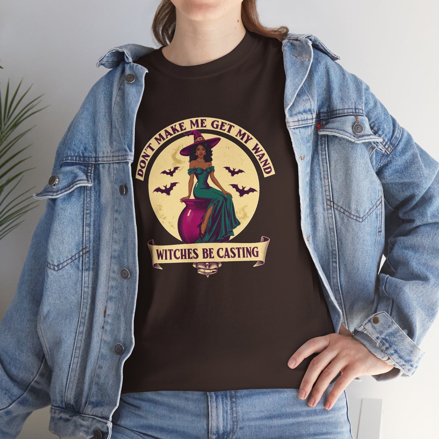Witches Be Casting Tee — Vintage Witch Halloween T‑Shirt