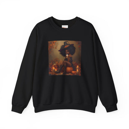 Black Witch Pumpkin Spice Latte Sweatshirt, Halloween Crewneck Jumper