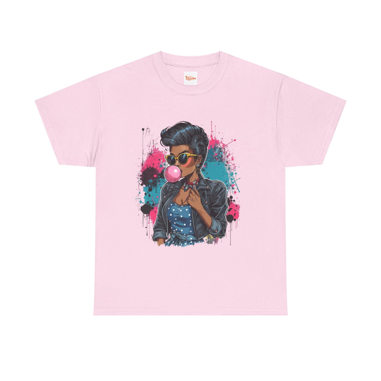 Bubblegum Pop Tee — African American Woman Graphic Paint-Splatter Design