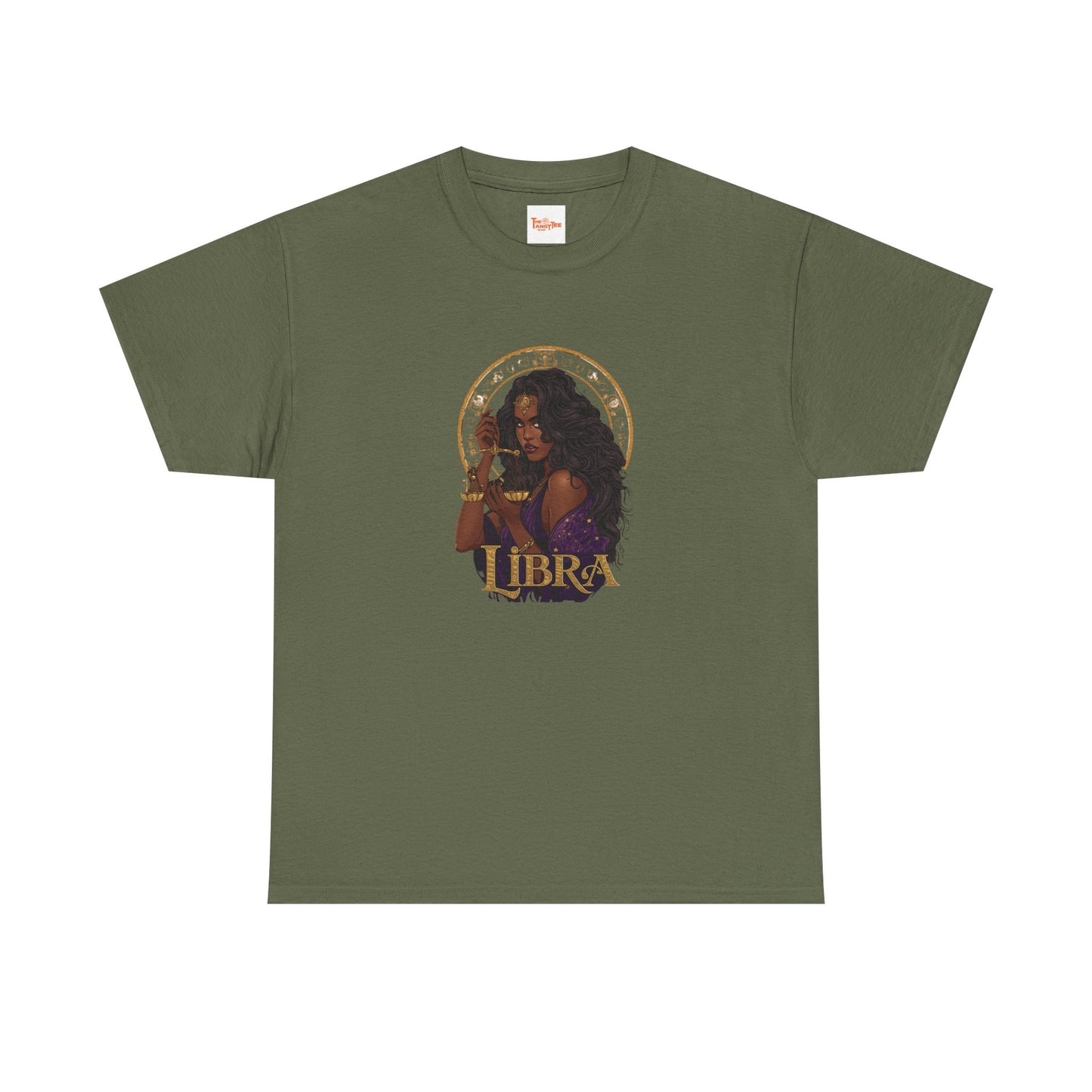 Libra Art Nouveau Tee — African American Woman with Scales Zodiac Shirt