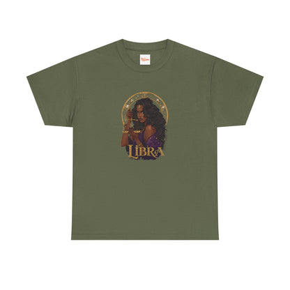 Libra Art Nouveau Tee — African American Woman with Scales Zodiac Shirt