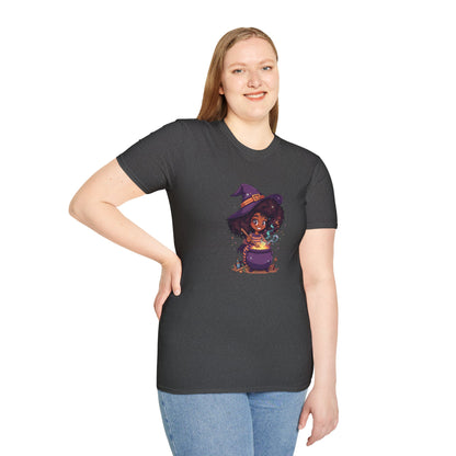 Happy Little Black Witch Stirring Cauldron