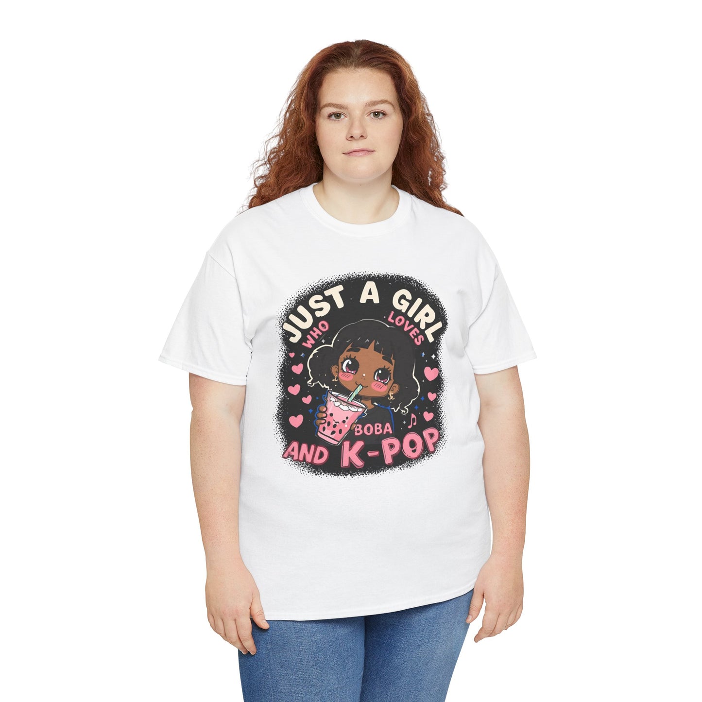 Afro Anime Woman Sipping Tea - Boba & K-Pop Lover Graphic Art