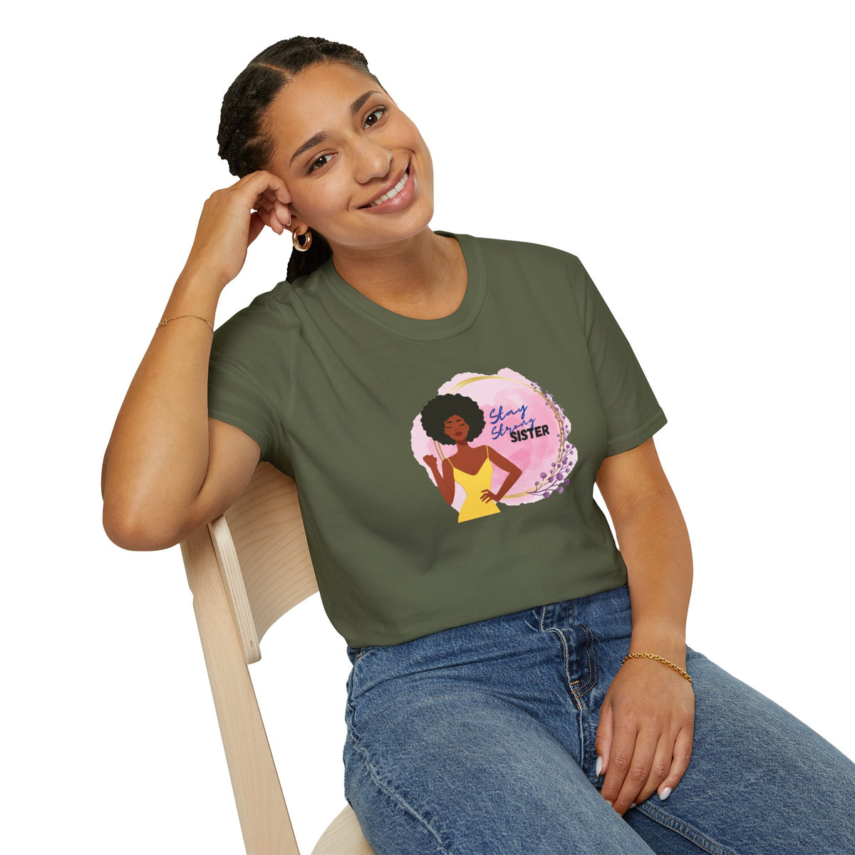 Stay Strong, Sister T-Shirt — Black Woman Fist Graphic