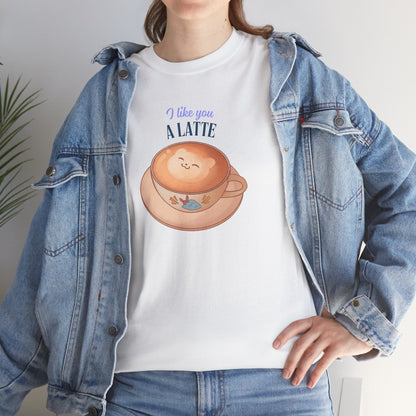 Coffee Lover Tee - I Like You a Latte Unisex Heavy Cotton T-Shirt