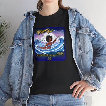 Pisces Zodiac Tee — African American Woman Swimming Graphic with Pisces Traits