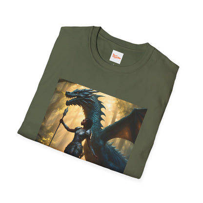 Strength Warrior T-Shirt - Black Woman with Dragon Ally