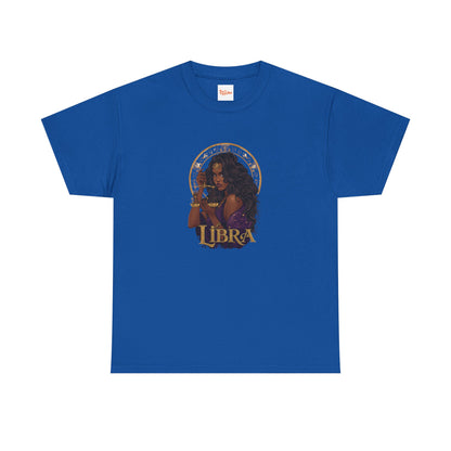 Libra Art Nouveau Tee — African American Woman with Scales Zodiac Shirt
