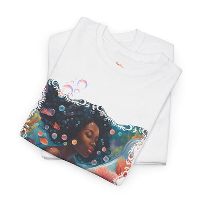 Just Breathe Unisex Tee - Graphic of Black Woman in the Bath