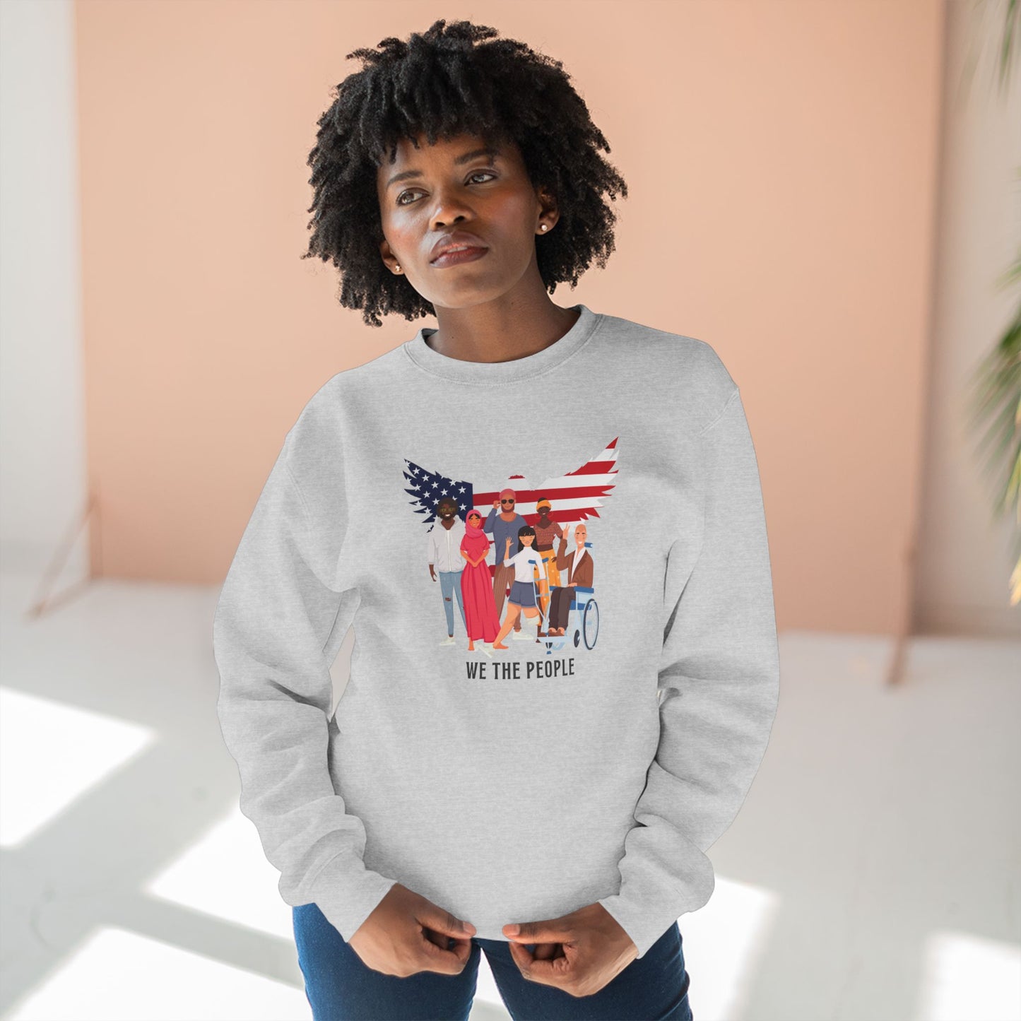 We the People Unisex Crewneck Sweatshirt American Flag Eagle Graphic