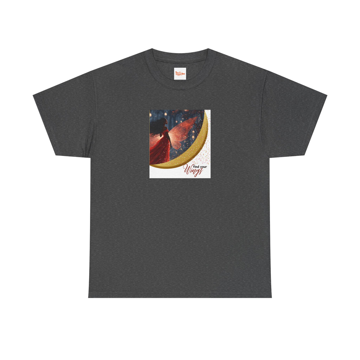 Find Your Wings T-Shirt — Black Woman Night Forest Graphic Tee with Glitter Wings