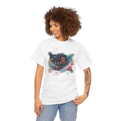 Just Breathe Unisex Tee - Graphic of Black Woman in the Bath