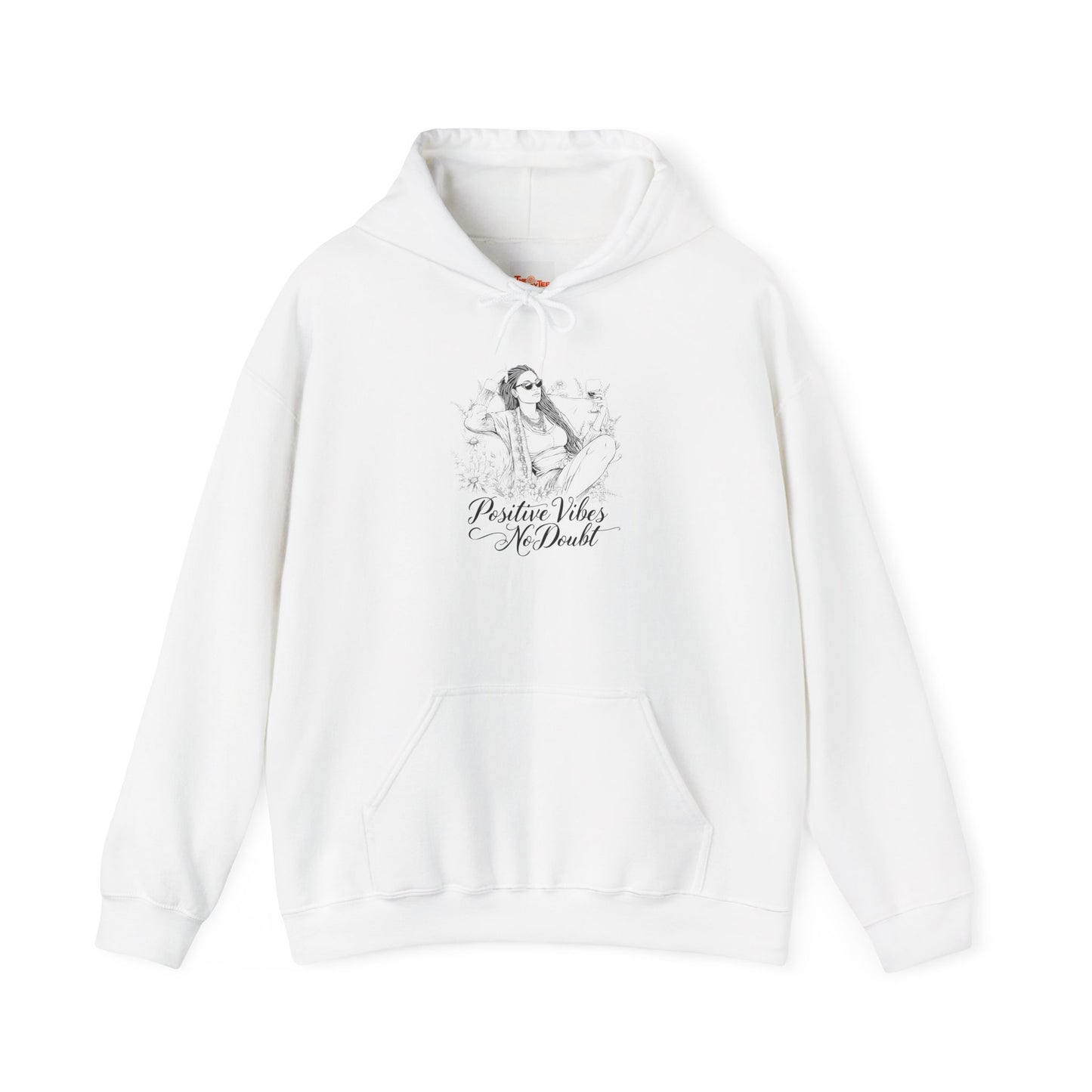 Positive Vibes No Doubt Sweatshirt - African American Woman Relaxing with Wine & Flowers