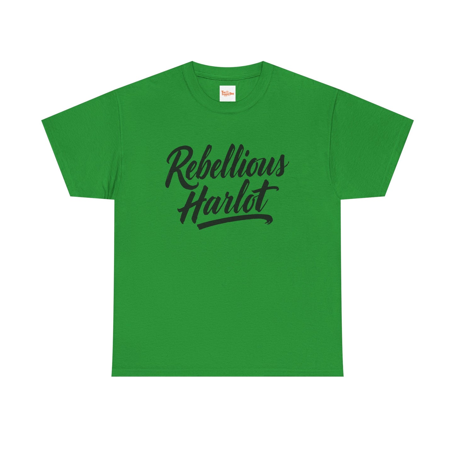 Rebellious Harlot Tee — Bold Script Graphic T-Shirt