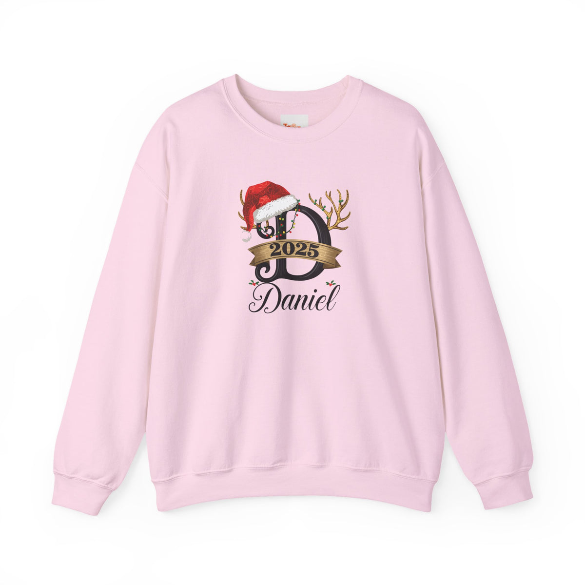 Personalized Christmas Monogram Sweatshirt — Antlers, Santa Hat & Lights
