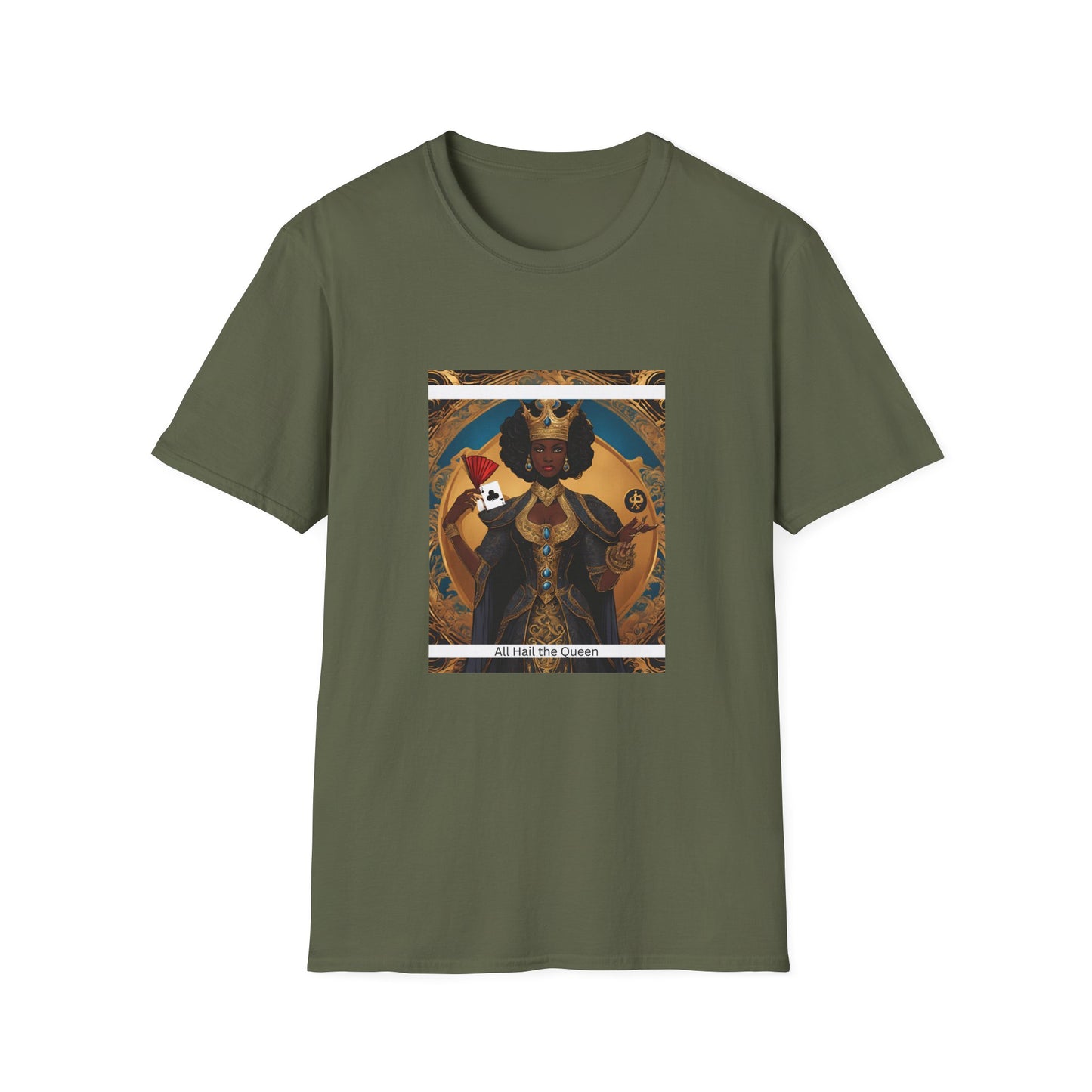 Clubs Playing Cards Unisex T-Shirt - All Hail the Queen Design
