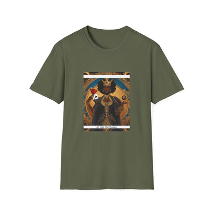 Clubs Playing Cards Unisex T-Shirt - All Hail the Queen Design