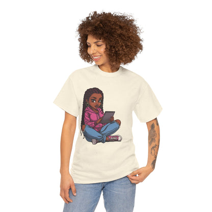 Black Teen Girl Tablet Graphic T-Shirt