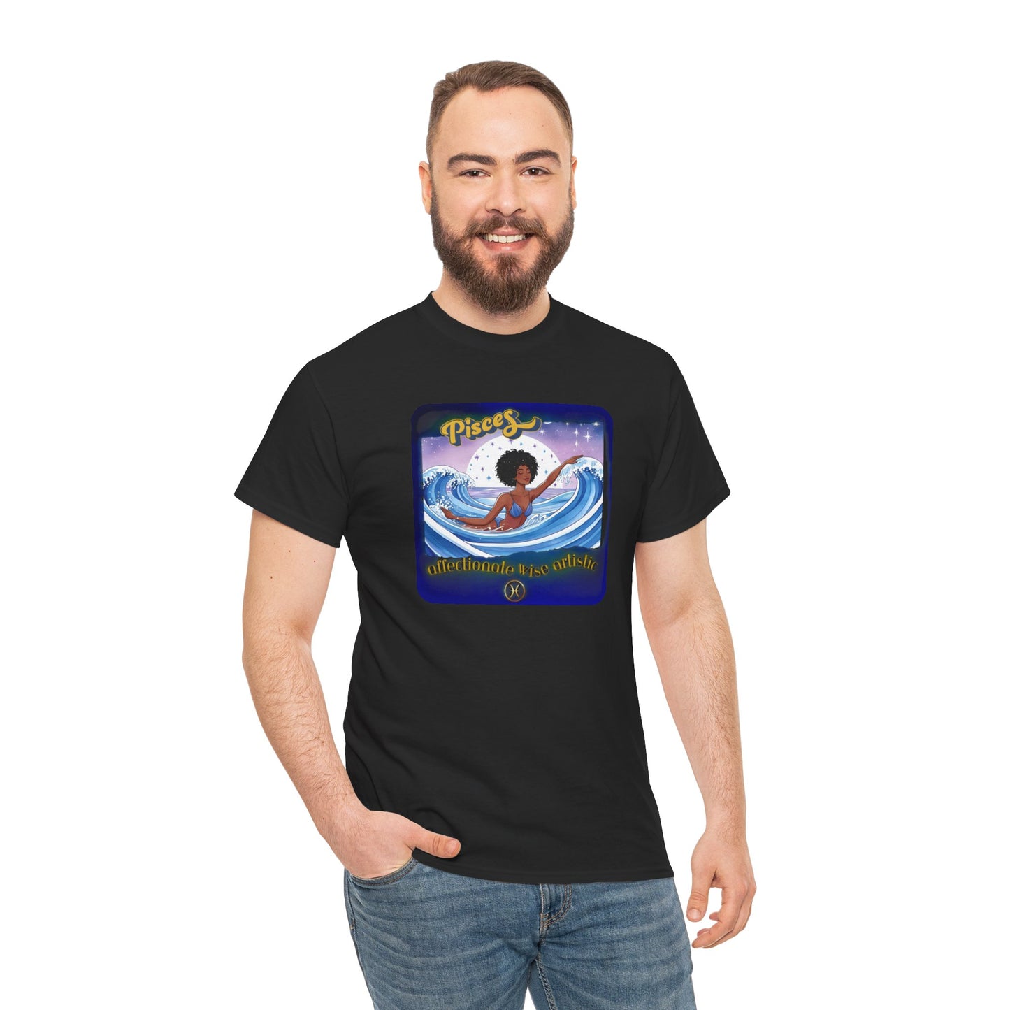 Pisces Zodiac Tee — African American Woman Swimming Graphic with Pisces Traits