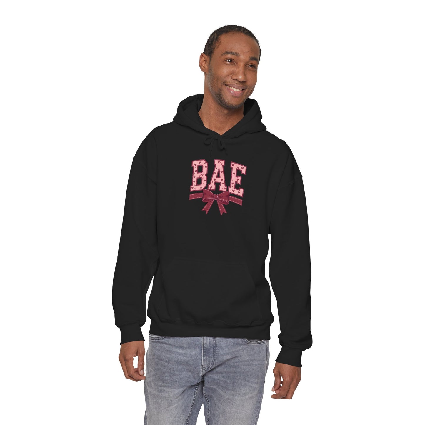 Bae Pink Bow Hoodie — Cute Graphic Pullover for Couples & Gifts