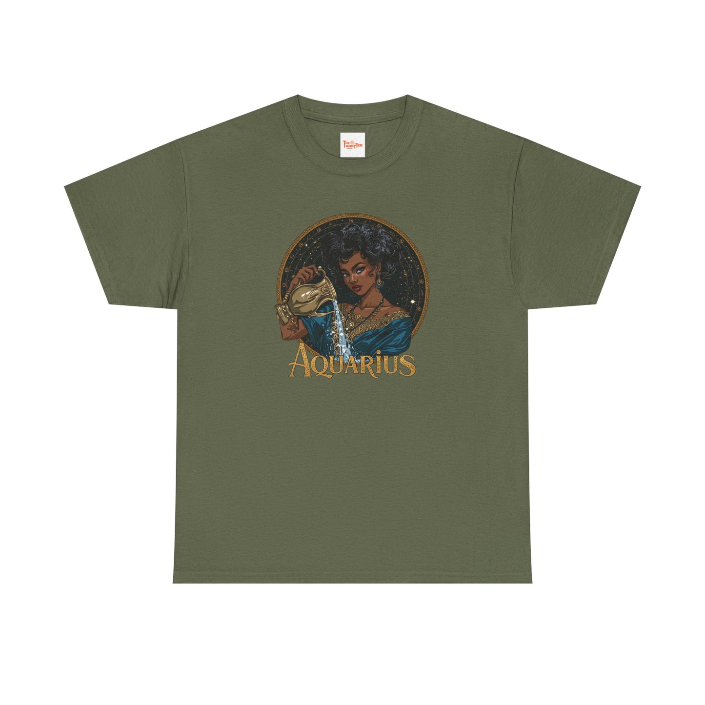 Aquarius Art Nouveau Tee — African American Woman Pouring Water Zodiac Graphic