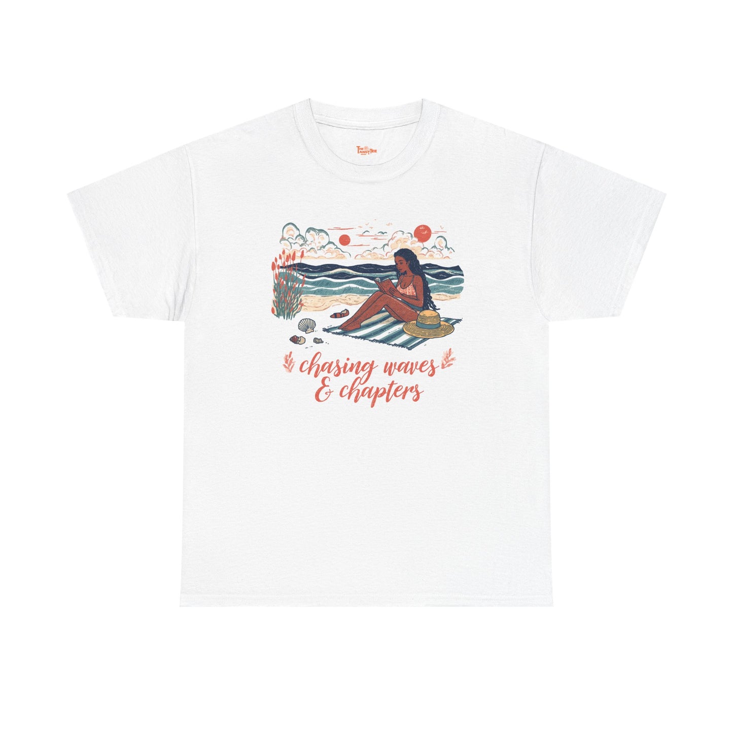 Surfing Sketch Tee — "Chasing Waves & Chapters" Beach Graphic T-Shirt