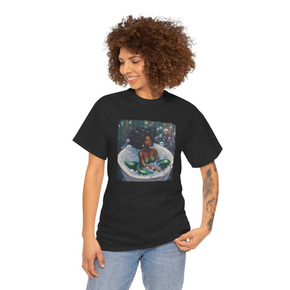 Pamper Yourself Black Mermaid Tee — Relaxing Bathtub Graphic