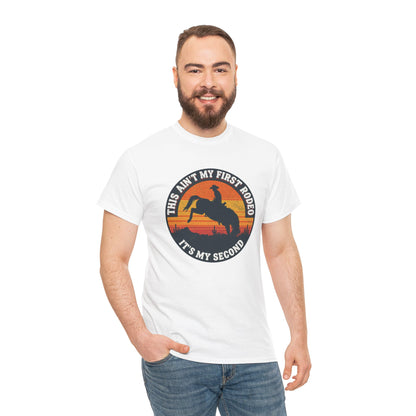 This Ain't My First Rodeo Tee — Backwards Bronco Sunset Cowboy Shirt