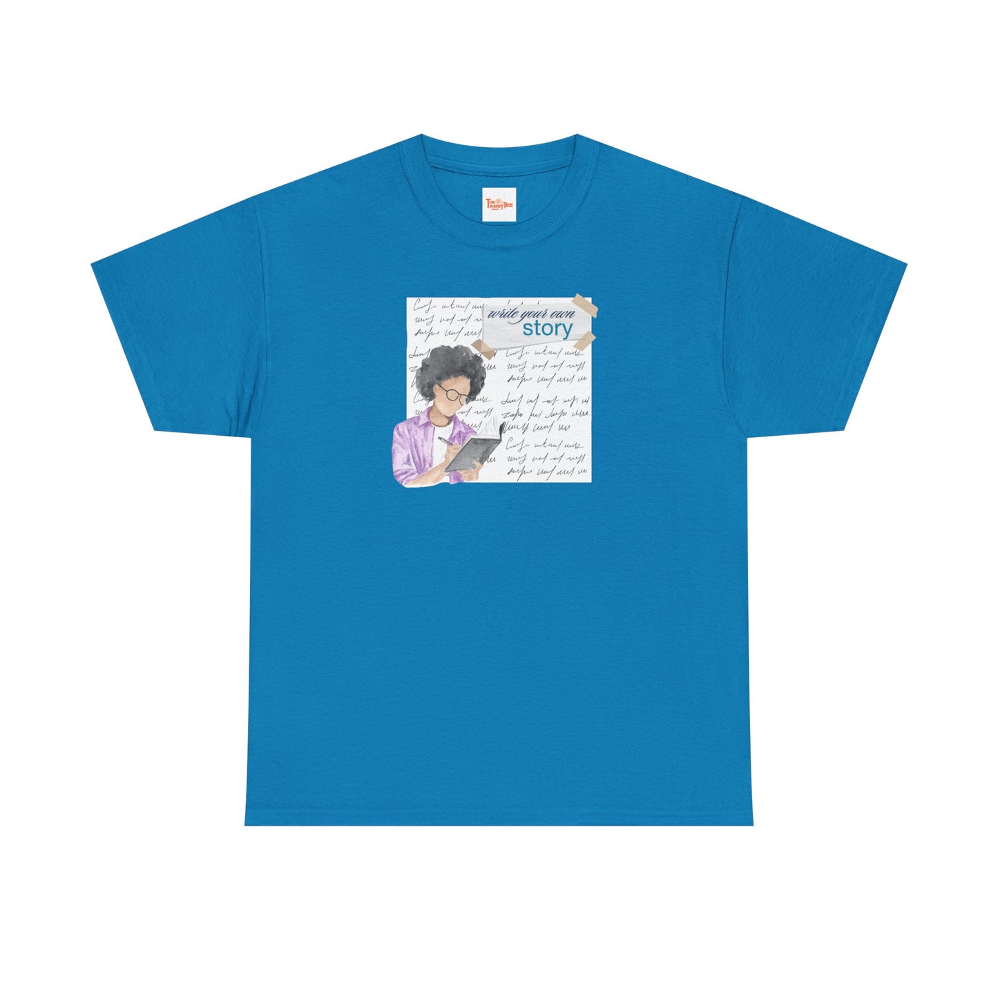 Journal Tee - Write Your Own Story, Black Woman Writing Graphic