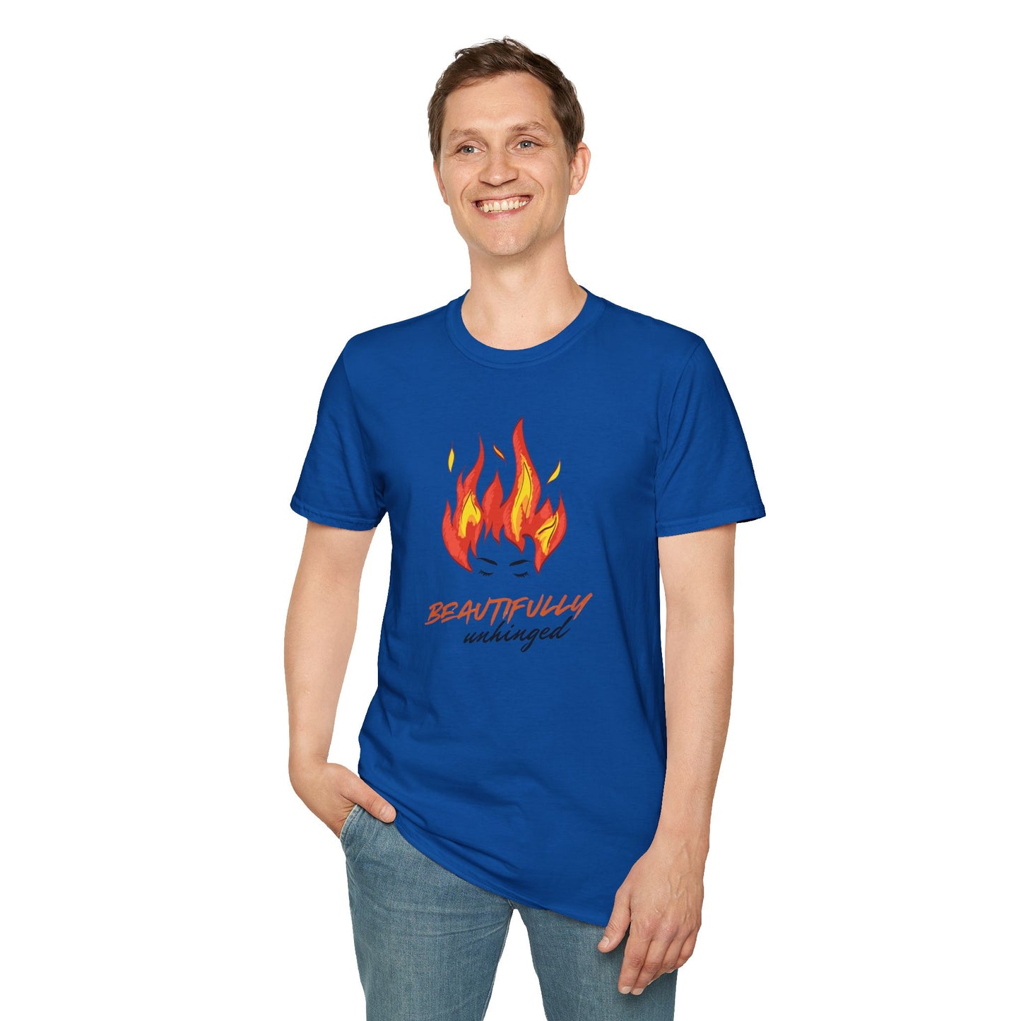Beautifully Unhinged Fire Hair Tee — Woman’s Face Graphic T-Shirt