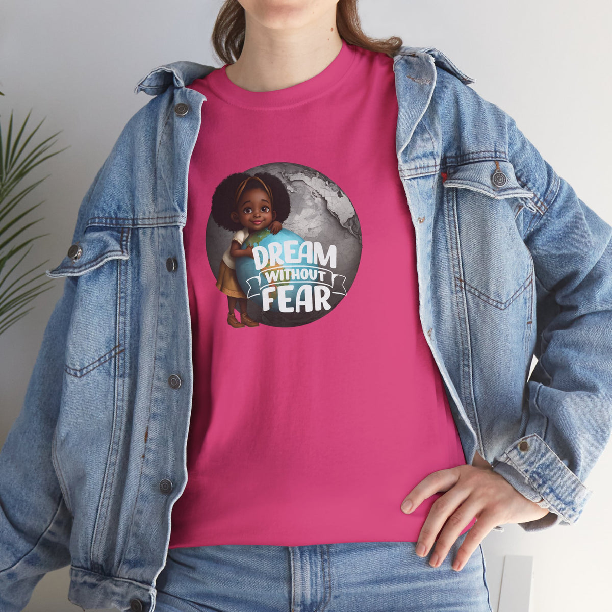 Dream Without Fear Little Black Girl Hugging Globe T-Shirt