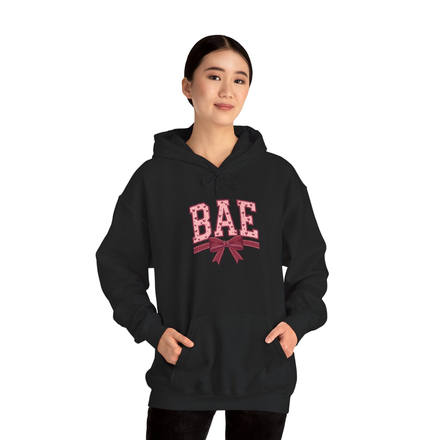 Bae Pink Bow Hoodie — Cute Graphic Pullover for Couples & Gifts