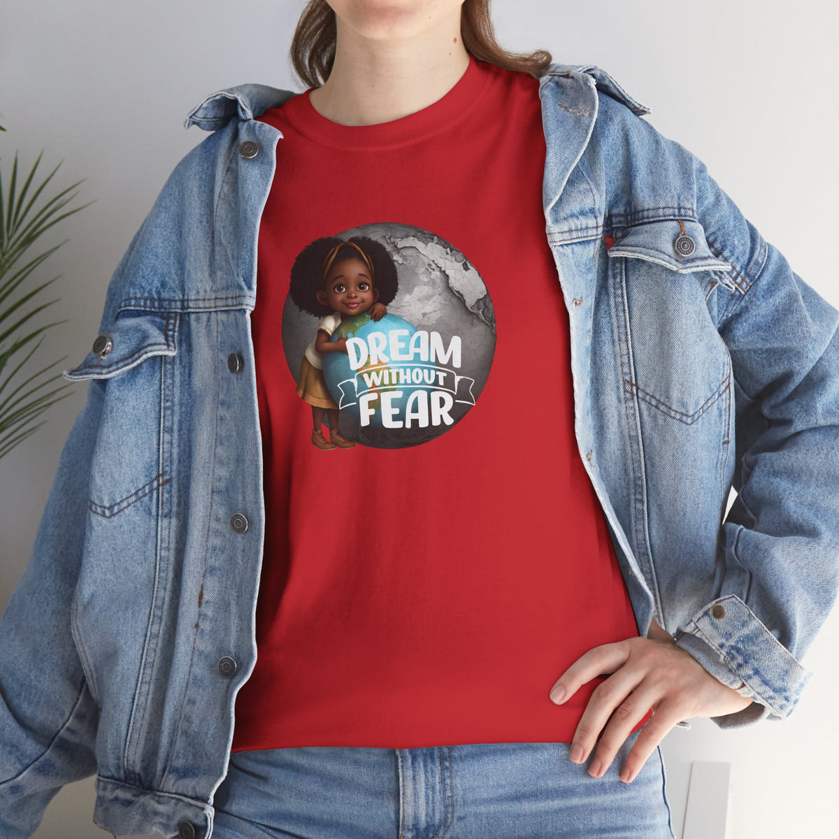 Dream Without Fear Little Black Girl Hugging Globe T-Shirt