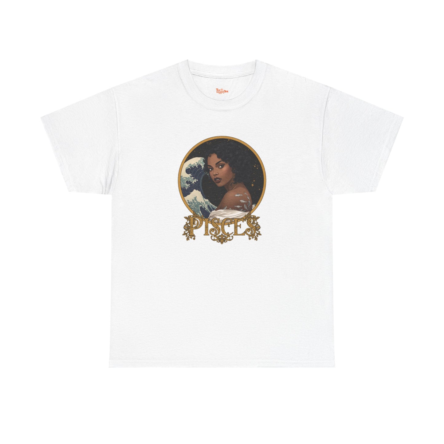 Pisces Art Nouveau T-Shirt — African American Woman with Silver Fish Tattoo
