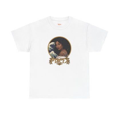 Pisces Art Nouveau T-Shirt — African American Woman with Silver Fish Tattoo