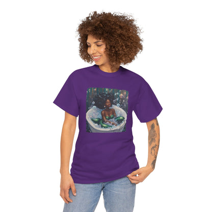 Pamper Yourself Black Mermaid Tee — Relaxing Bathtub Graphic