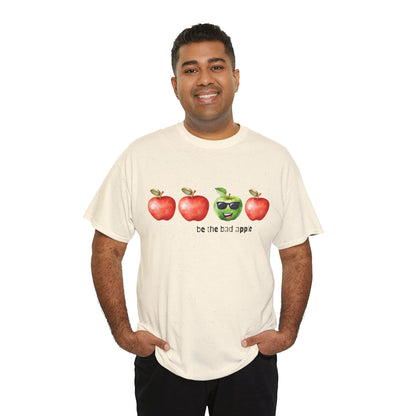 Graphic Unisex Tee - Be the Bad Apple, Three Red Apples and One Green Apple with Sunglasses