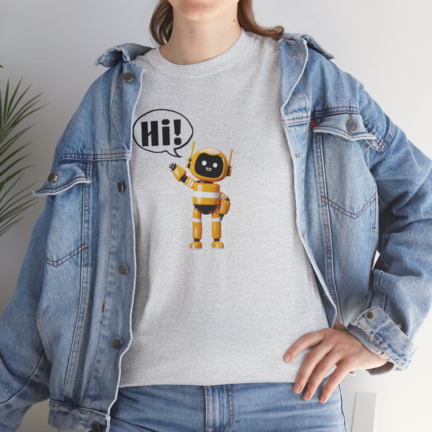 Robot Hi Graphic Tee, Unisex Cotton Tee
